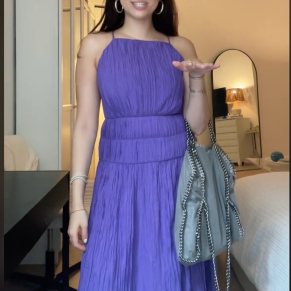 & Other Stories Shirred Sleeveless Midi Dress - Purple - Picture 2 of 10